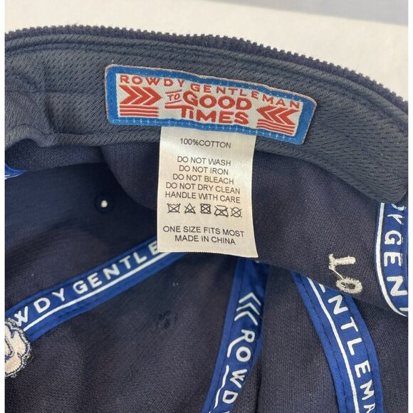 Rowdy Gentleman To Good Times Corduroy Strapback Hat Blue Beer Mug USA Flag - Picture 5 of 6